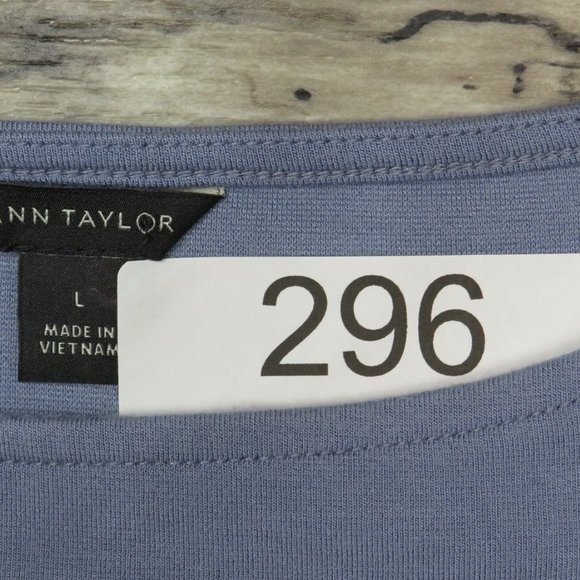 Ann Taylor* Women's Long Sleeve Boat Neck Flared Sleeves Size Large‎ Blue - Picture 3 of 8